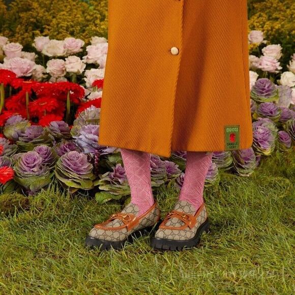 Gucci Women US 6.5 Platform Loafers Beige GG Monogram Horsebit Shoes NIB $1,150 - Picture 1 of 13